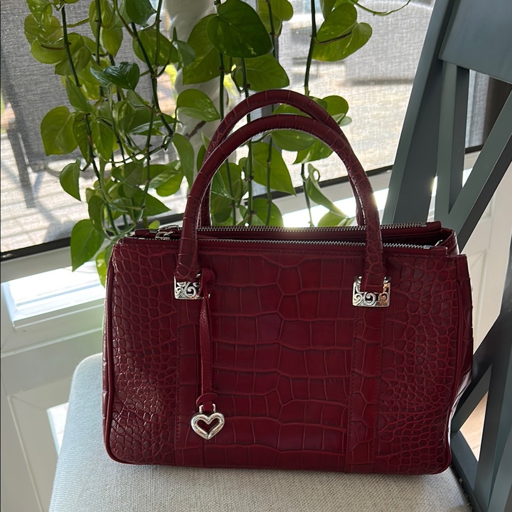 Brighton Elegant Red Crocodile-Embossed Handbag. Perfect for Valentine’s Day!